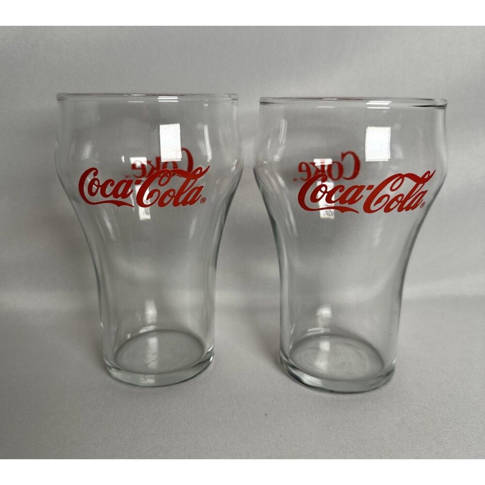Vintage 1950's Coca-Cola Dinner Glass Cups 2 Pair